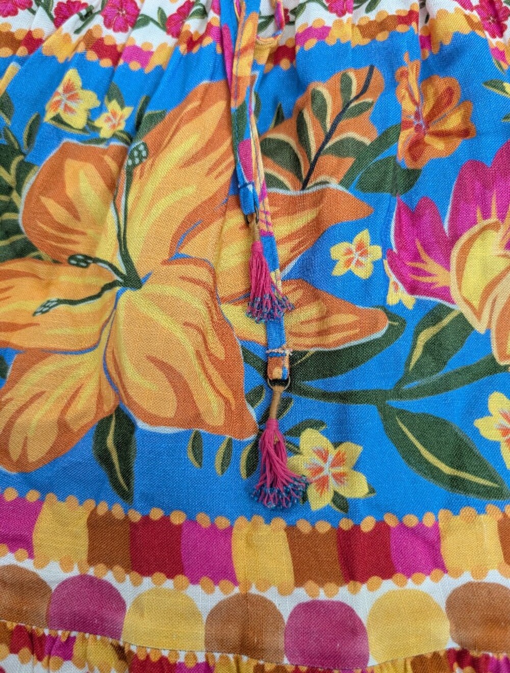 Farm Rio Colourful Floral Print Flowy Tiered Midi Skirt XS - Picture 10 of 12